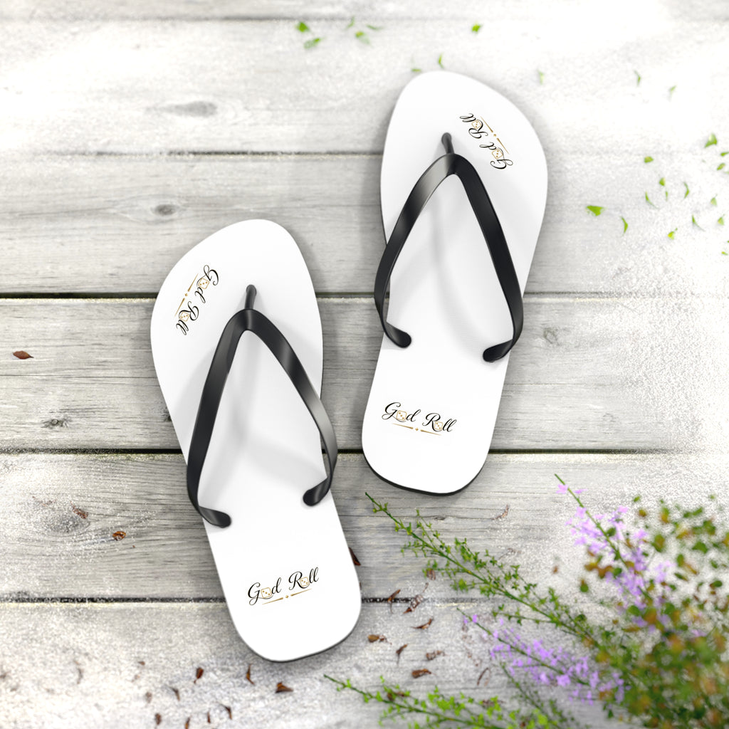 White Flip Flops- minimal design God Roll