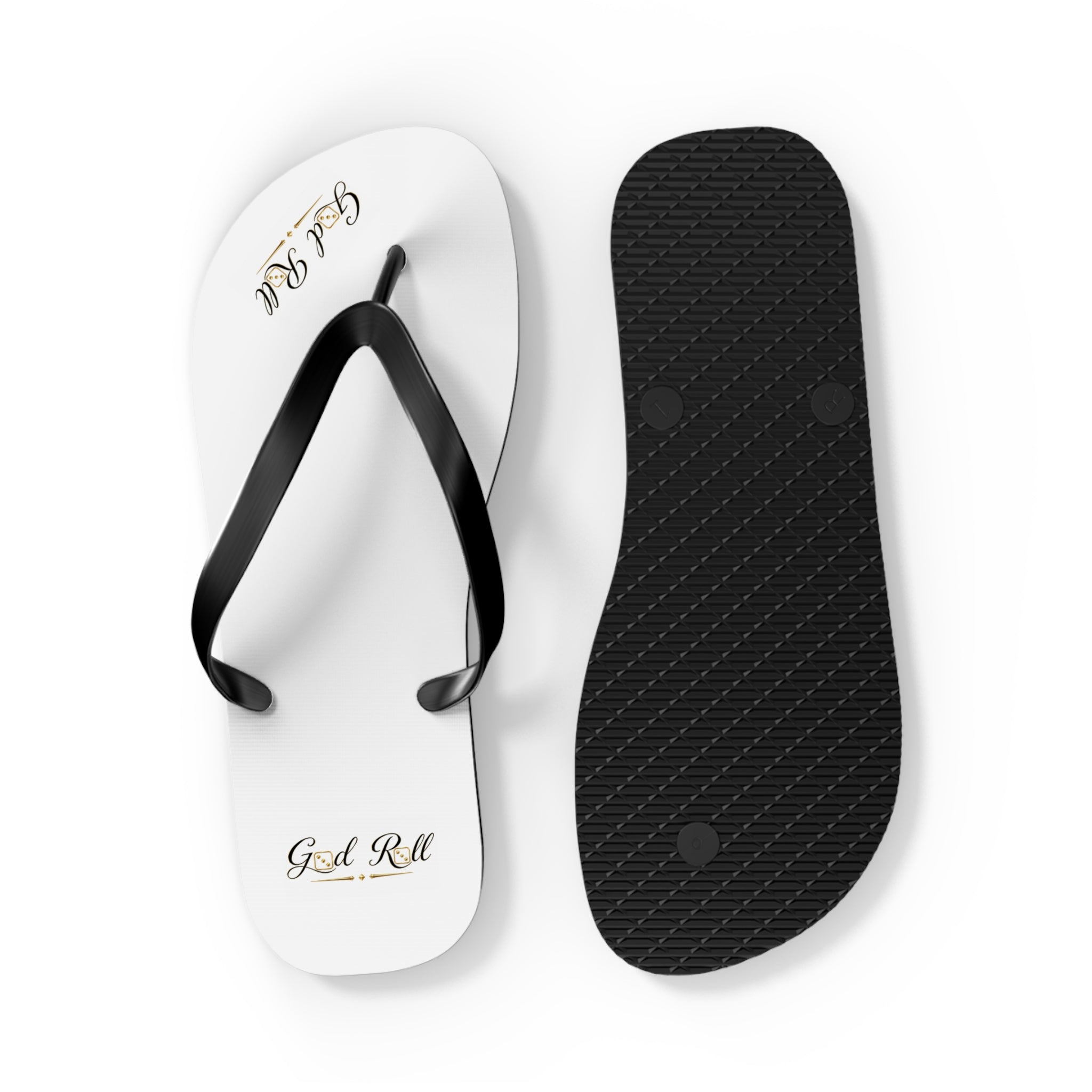 White Flip Flops- minimal design God Roll