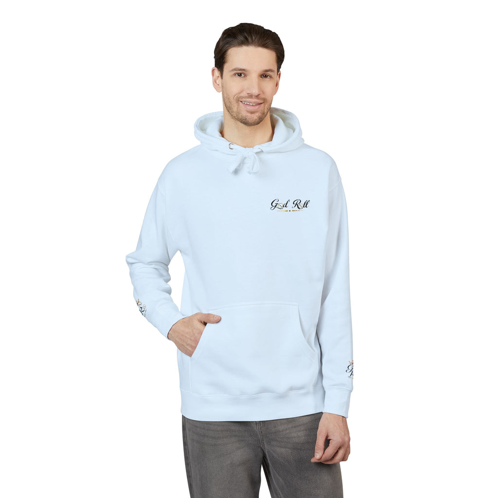 Cozy Script Hoodie — "Get It Right" Minimal Chest & Sleeve Floral Design