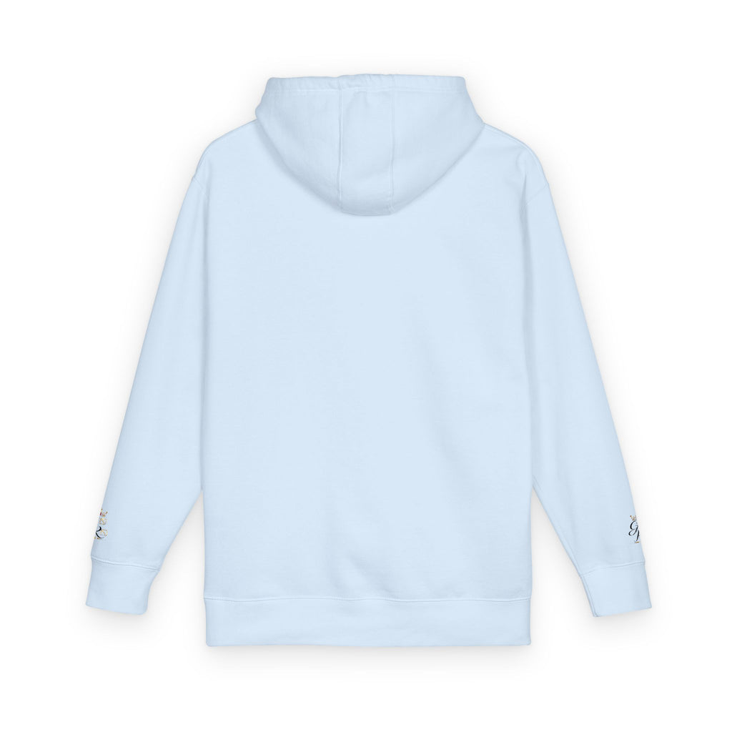 Cozy Script Hoodie — "Get It Right" Minimal Chest & Sleeve Floral Design