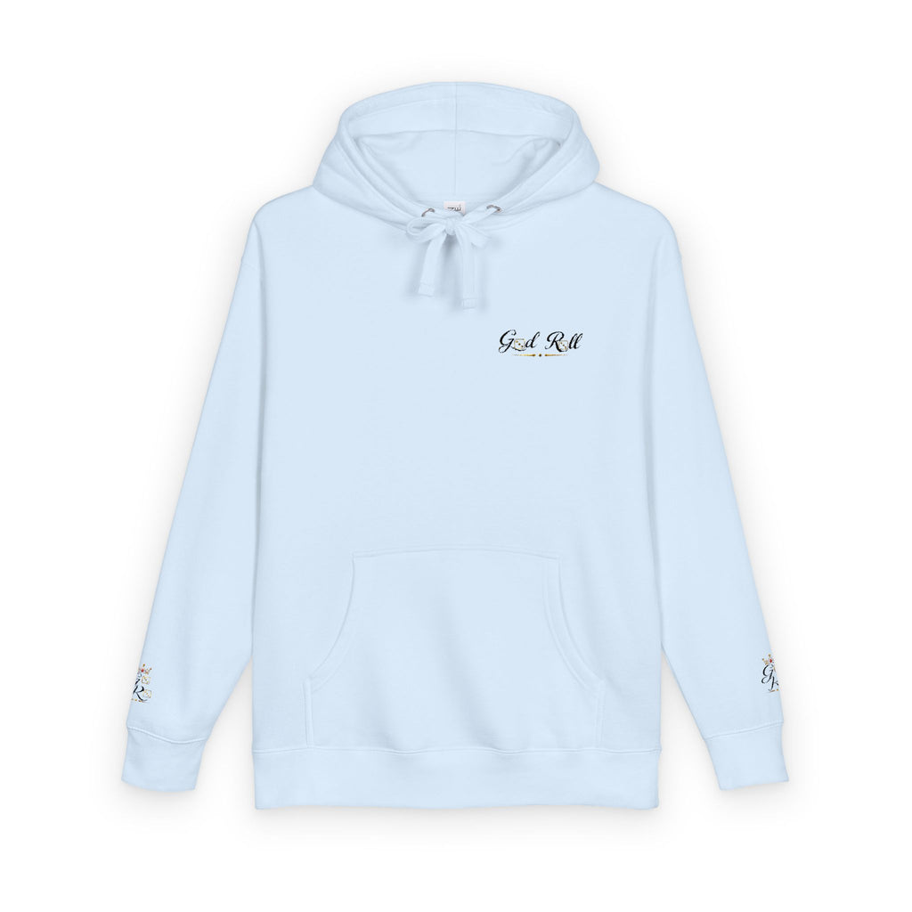 Cozy Script Hoodie — "Get It Right" Minimal Chest & Sleeve Floral Design