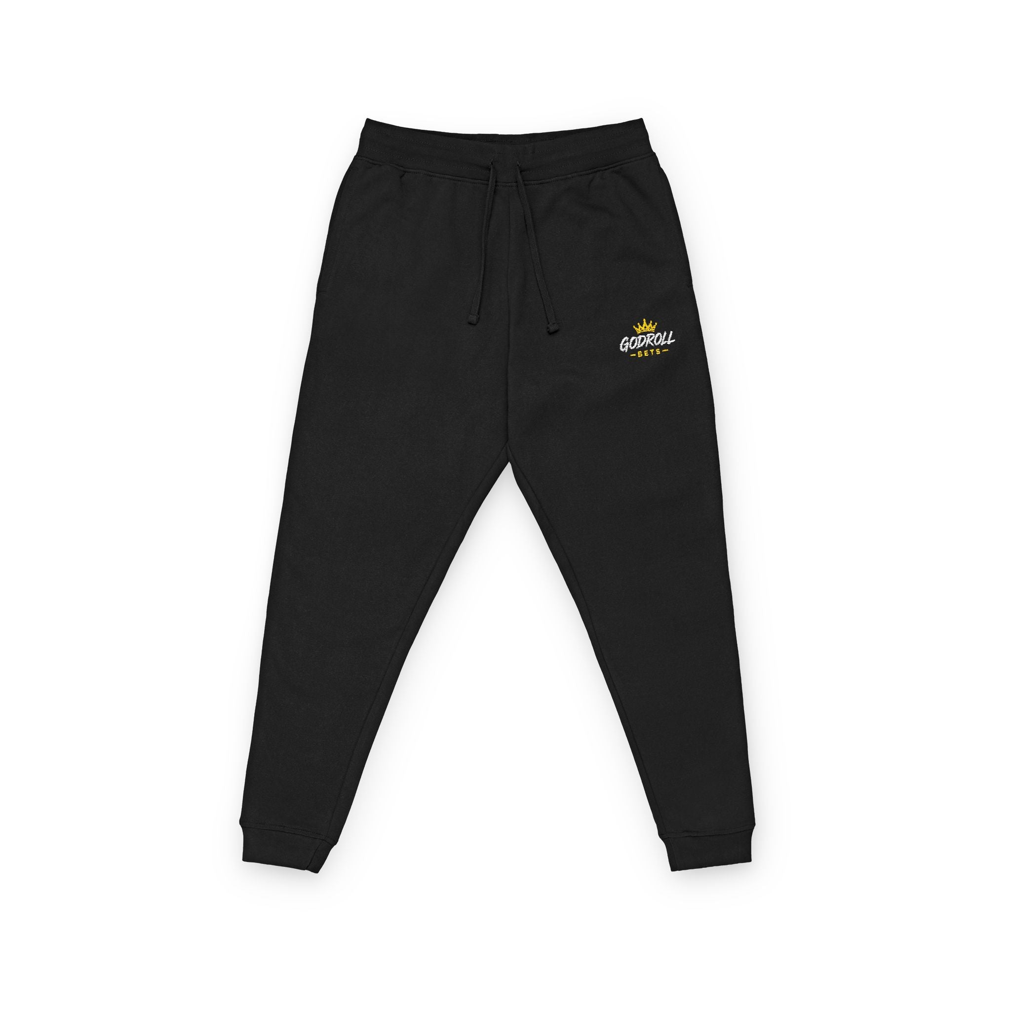 Embroidered Floral Script Joggers — Vertical 'Freedom' Side Logo