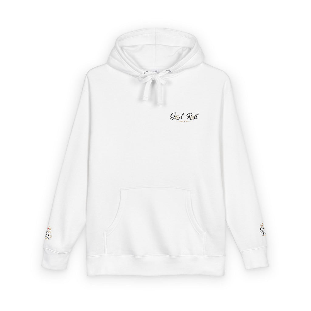 Cozy Script Hoodie — "Get It Right" Minimal Chest & Sleeve Floral Design