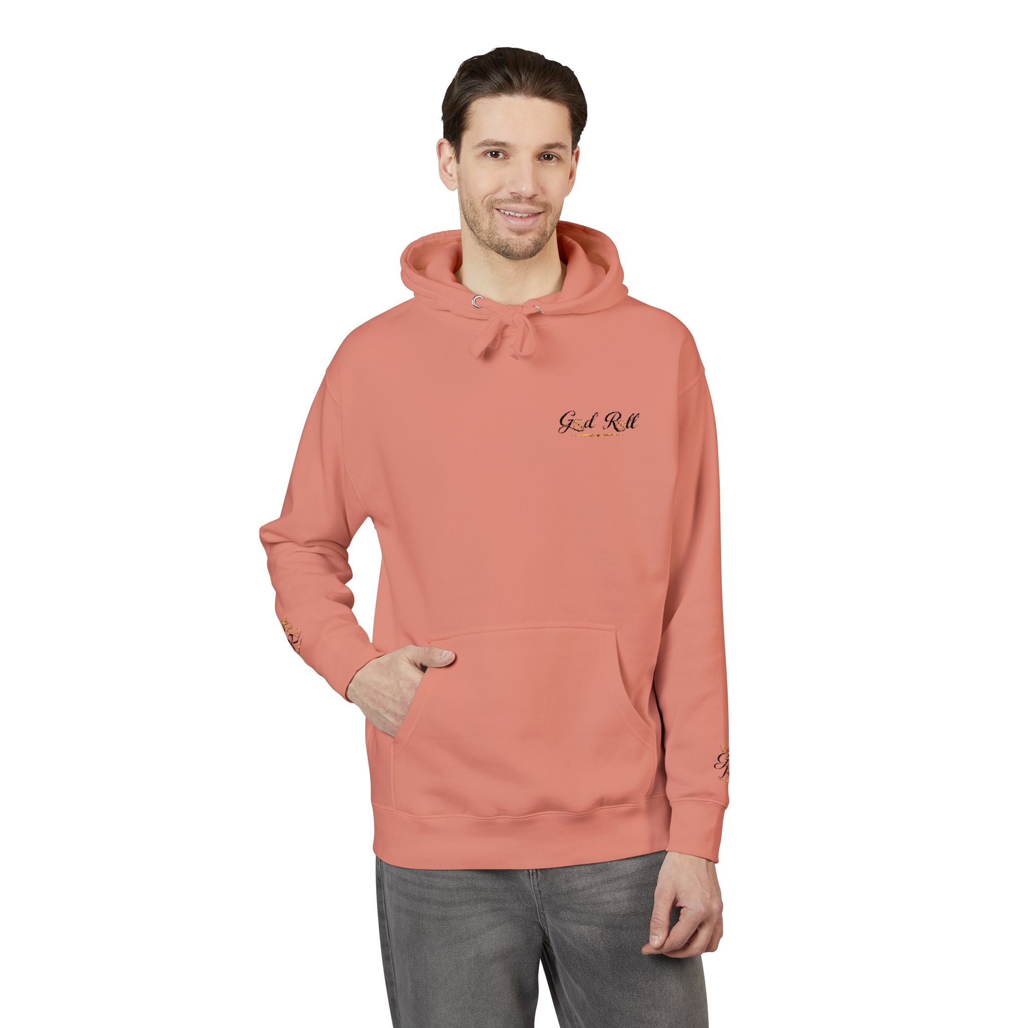 Cozy Script Hoodie — "Get It Right" Minimal Chest & Sleeve Floral Design