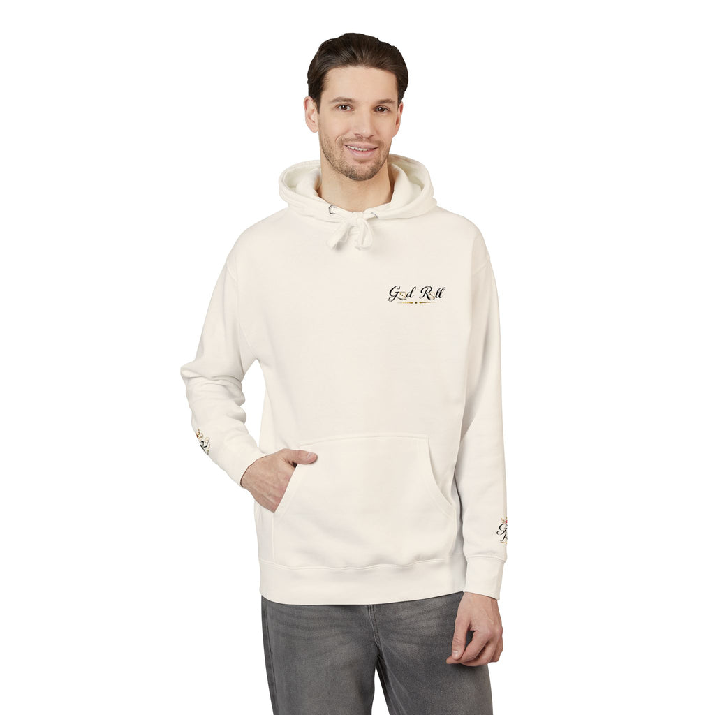 Cozy Script Hoodie — "Get It Right" Minimal Chest & Sleeve Floral Design