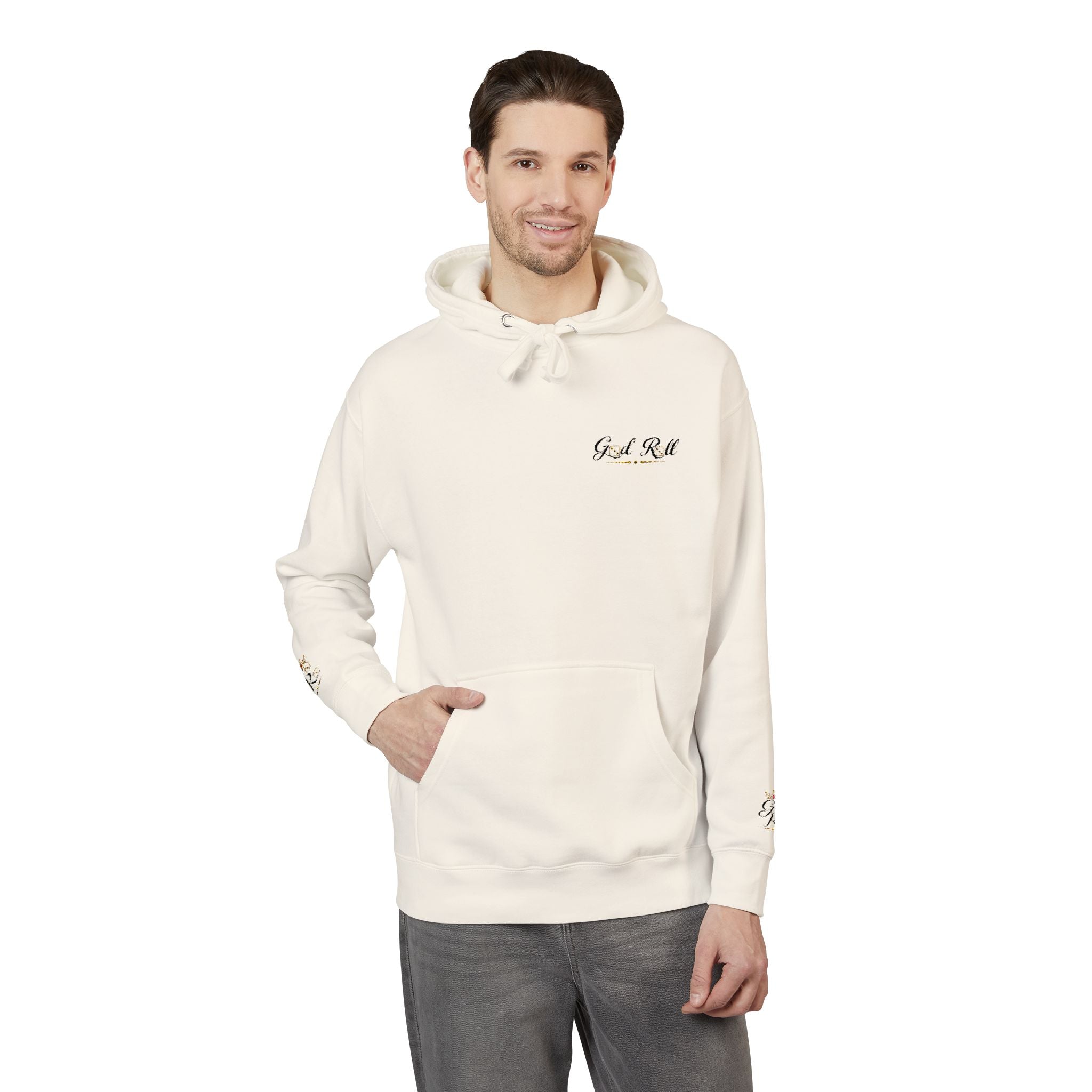 Cozy Script Hoodie — "Get It Right" Minimal Chest & Sleeve Floral Design