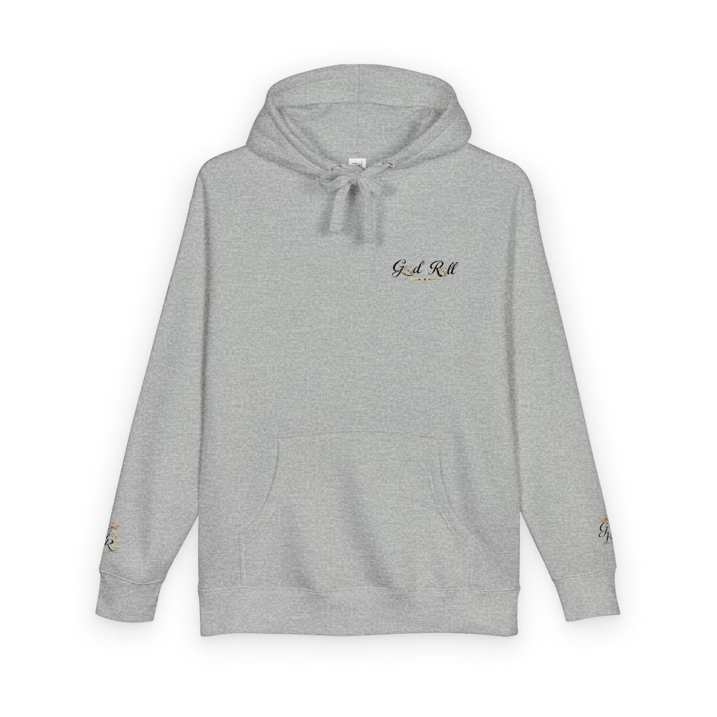Cozy Script Hoodie — "Get It Right" Minimal Chest & Sleeve Floral Design