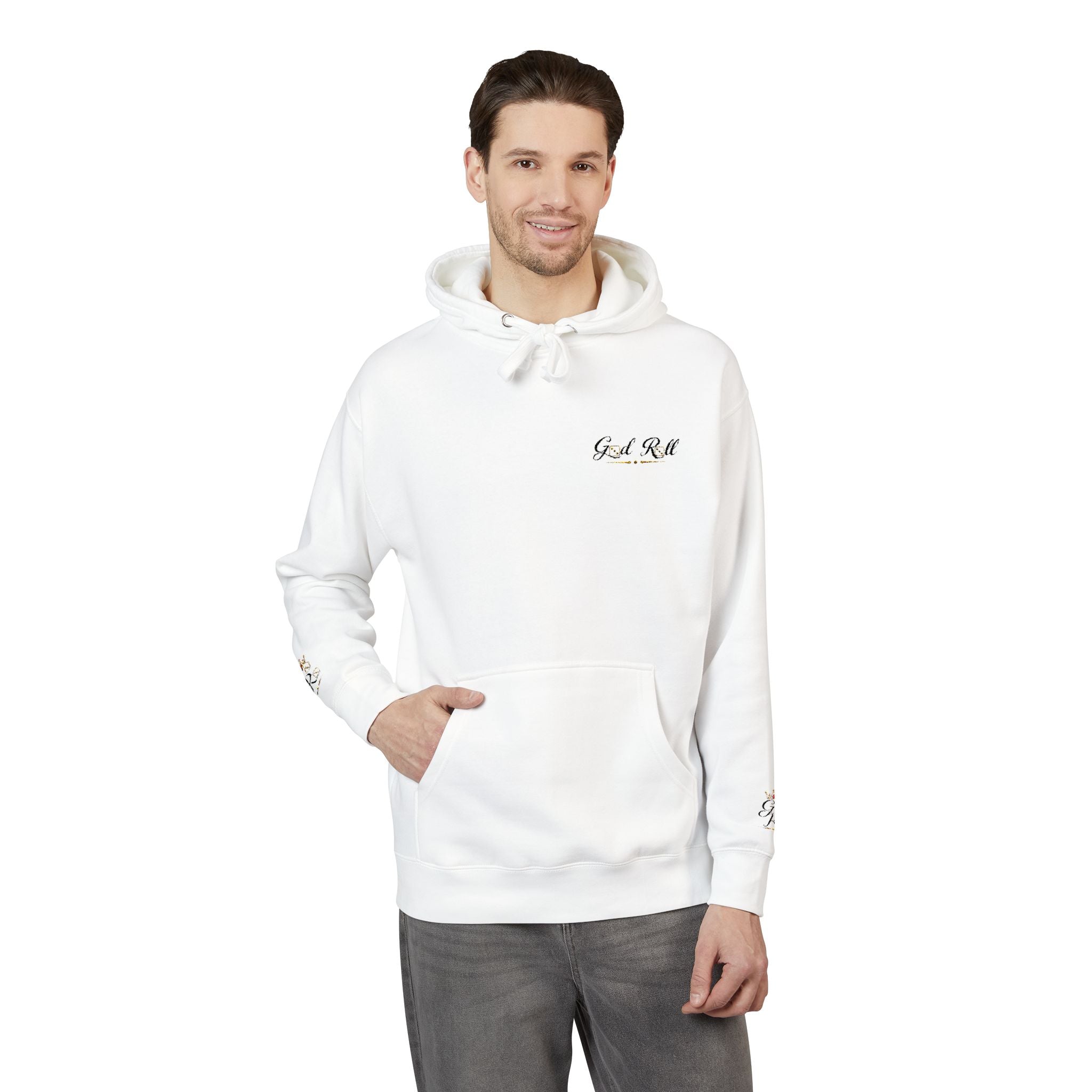 Cozy Script Hoodie — "Get It Right" Minimal Chest & Sleeve Floral Design