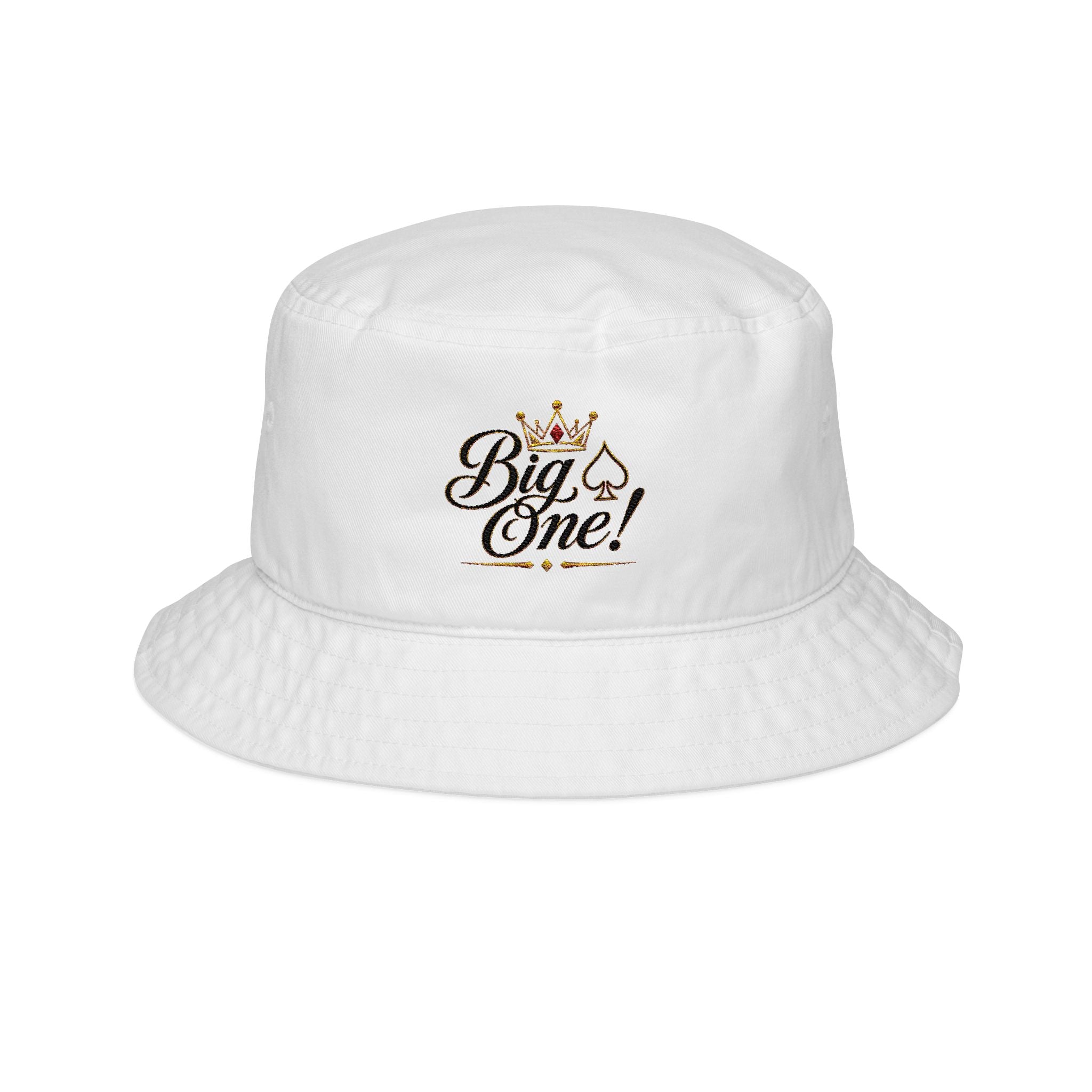 "Big One!" Embroidered Crown Bucket Hat — Stylish Statement Sun Hat