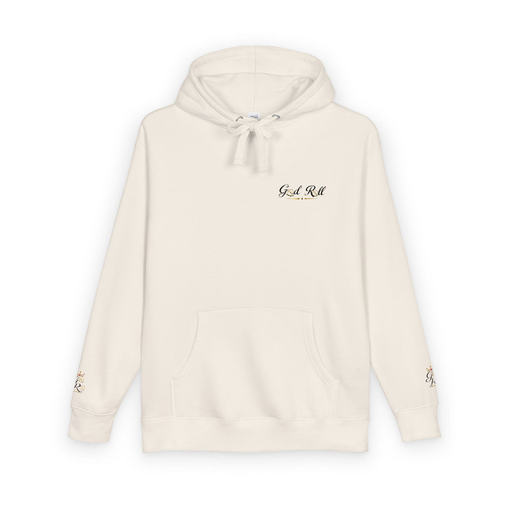 Cozy Script Hoodie — "Get It Right" Minimal Chest & Sleeve Floral Design