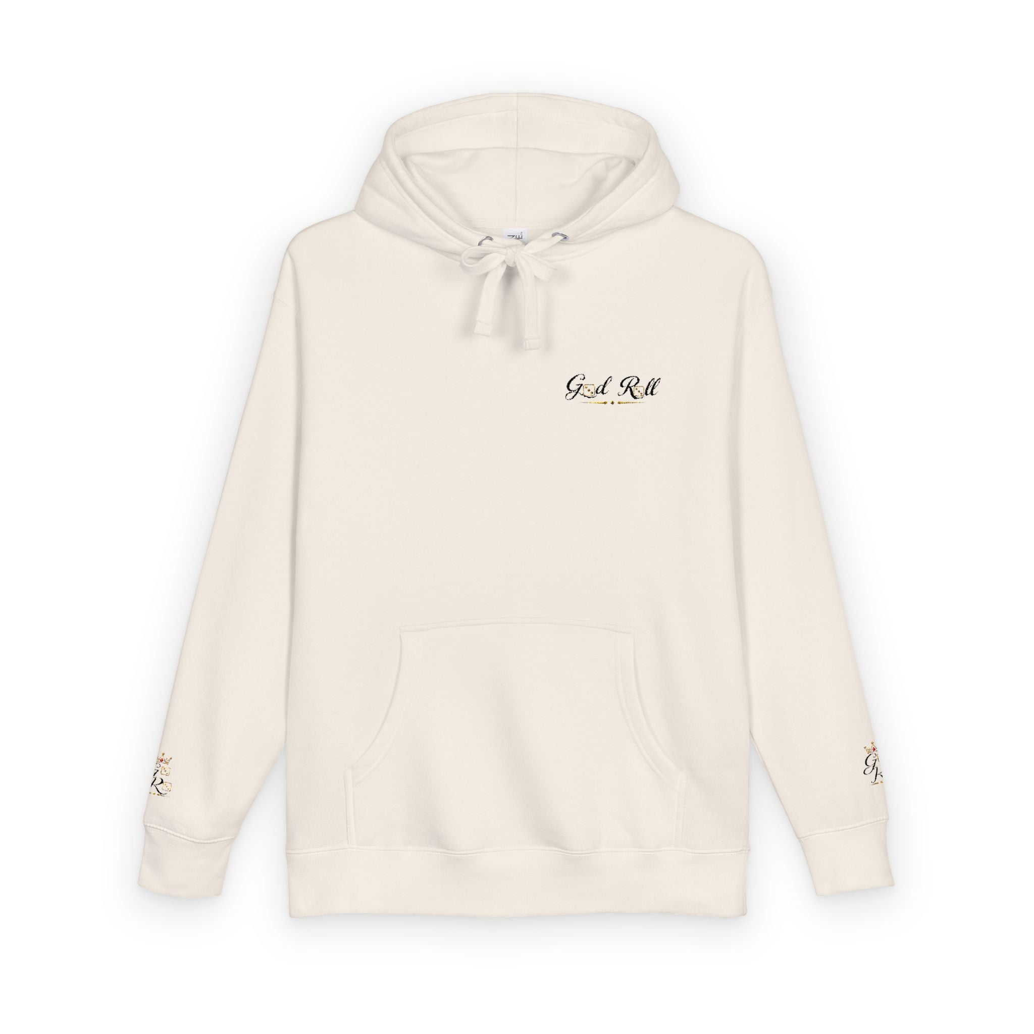 Cozy Script Hoodie — "Get It Right" Minimal Chest & Sleeve Floral Design