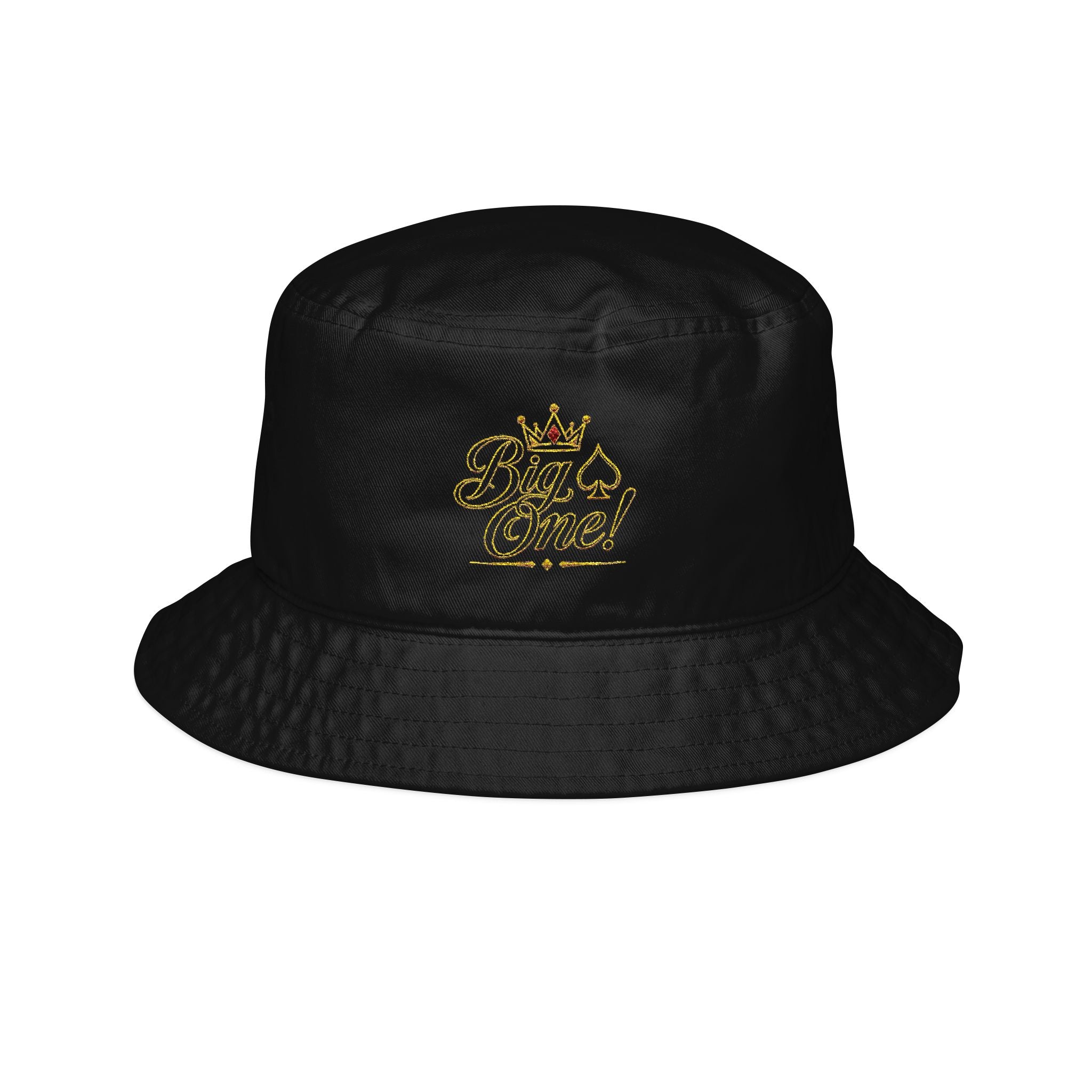 Gold Crown Script Bucket Hat - Luxury Embroidered Streetwear