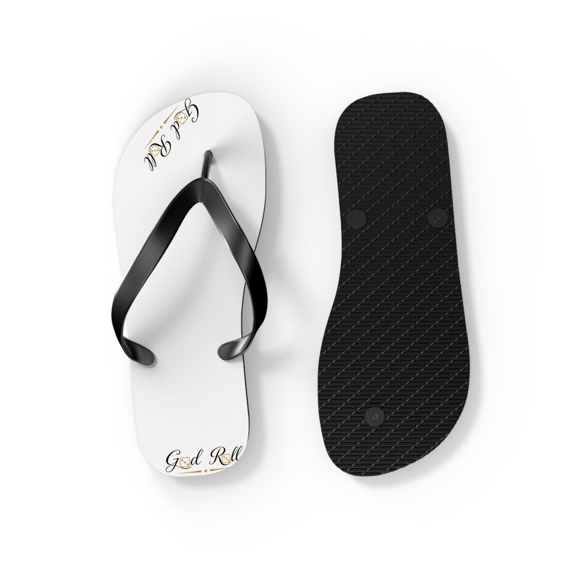 White Flip Flops- minimal design God Roll
