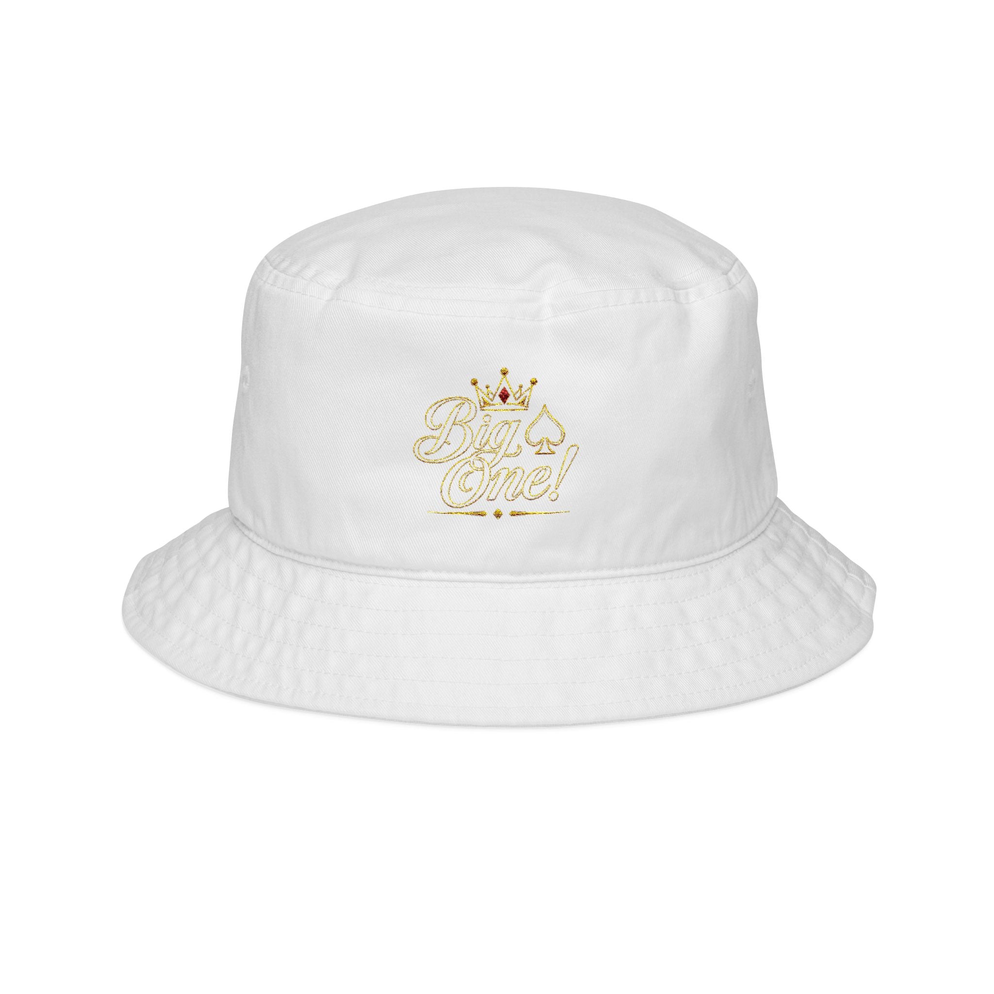Gold Crown Script Bucket Hat - Luxury Embroidered Streetwear